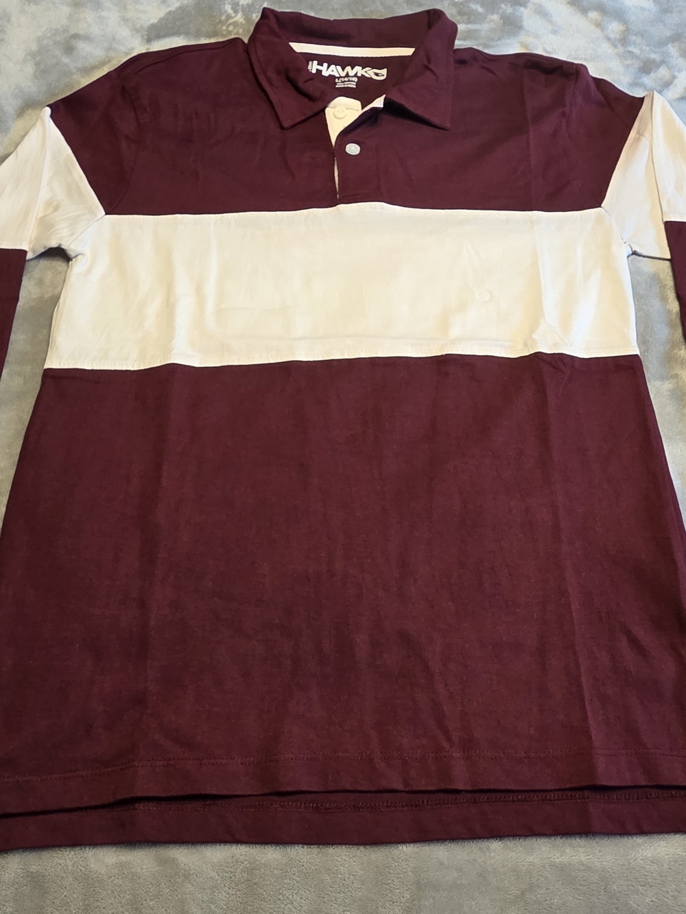 Tony Hawk Men's Burgundy and White Rugby Polo